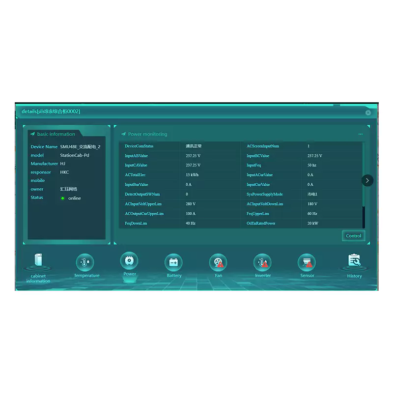 Communication site energy cabinet management system